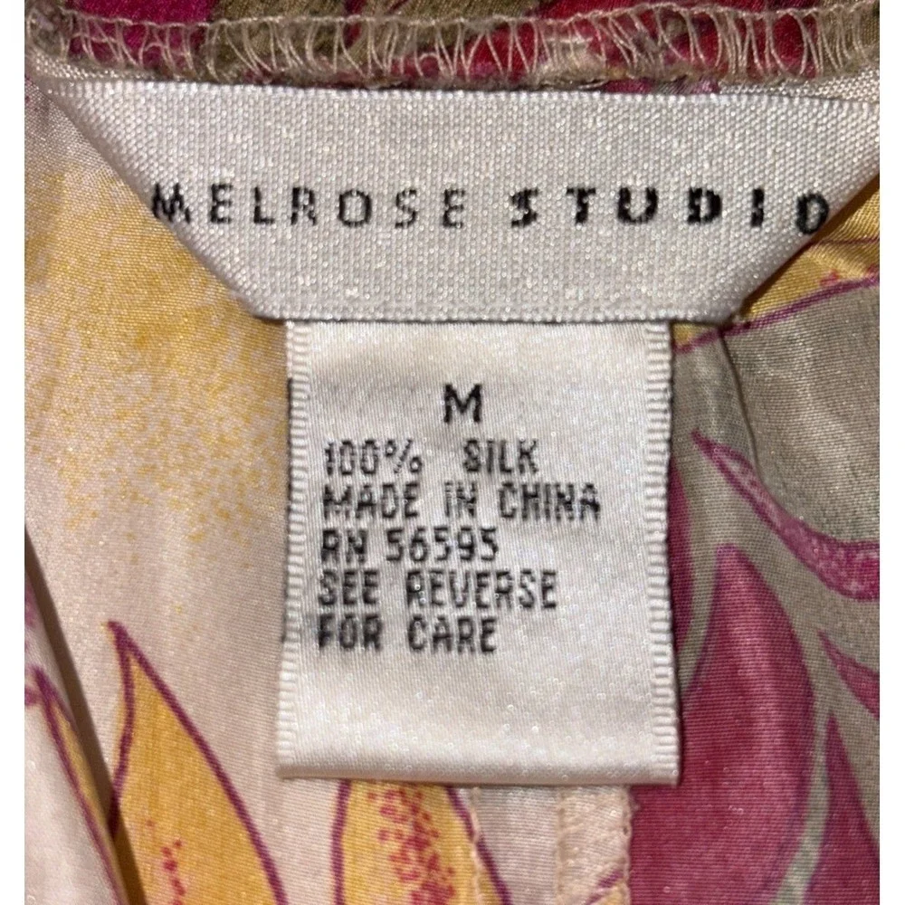 Melrose Studio Silk Skirt Women's Size‎ Med Red Tropical  Floral Skort Vintage